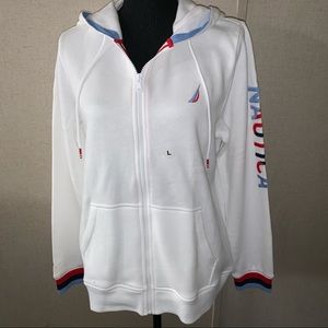 NWT zipper hoodie. Nautica. White. Large.